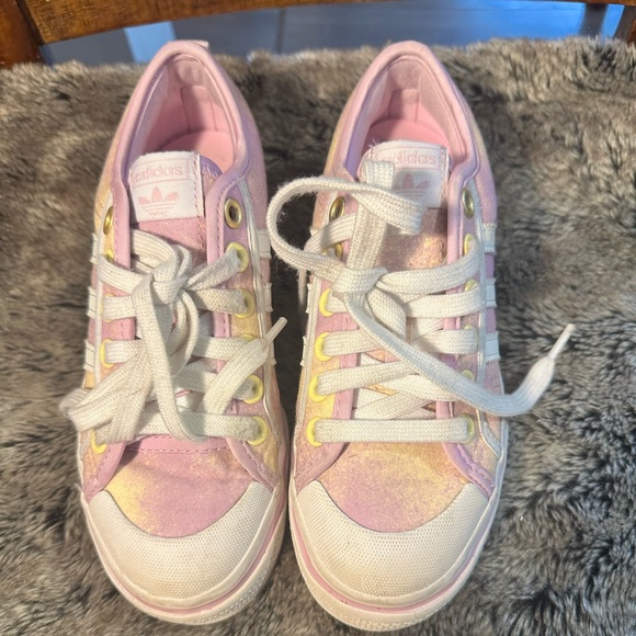 adidas Other - ADIDAS NIZZA Platform Pink & Yellow Canvas Girls Sneakers, Size 4